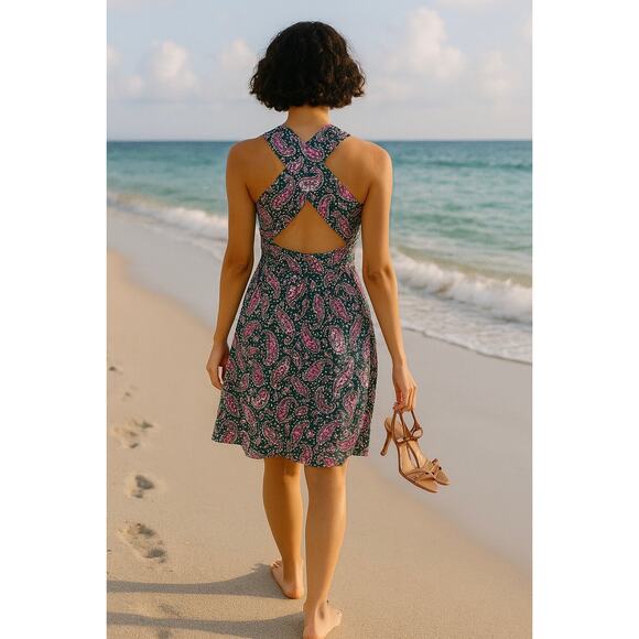 NWT Boden Lila Multiway Halter Dress - Woodland Green Paisley Size 14 - Picture 2 of 12